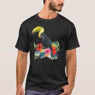 Toucan exotic birds tropical flowers leaf Bird of T-Shirt