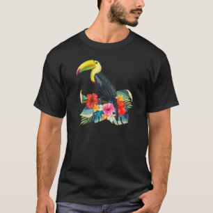Toucan exotic birds tropical flowers leaf Bird of  T-Shirt