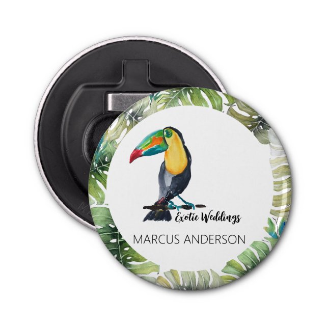 Toucan Exotic Watercolor Illustration Bottle Opener (Front)