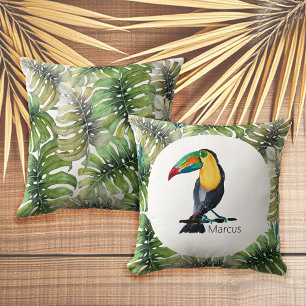 Toucan Exotic Watercolor Illustration Cushion