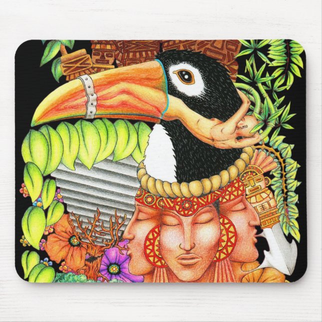 Toucan Fantasy Art Design Mouse Mat (Front)