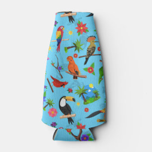 Toucan Flamingo And Arara Seamless Birds Pattern Bottle Cooler