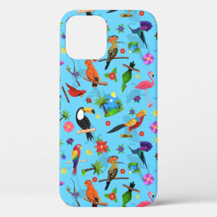 Toucan Flamingo And Arara Seamless Birds Pattern iPhone 12 Case