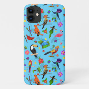 Toucan Flamingo And Arara Seamless Birds Pattern iPhone 11 Case