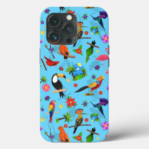 Toucan Flamingo And Arara Seamless Birds Pattern iPhone 13 Pro Case