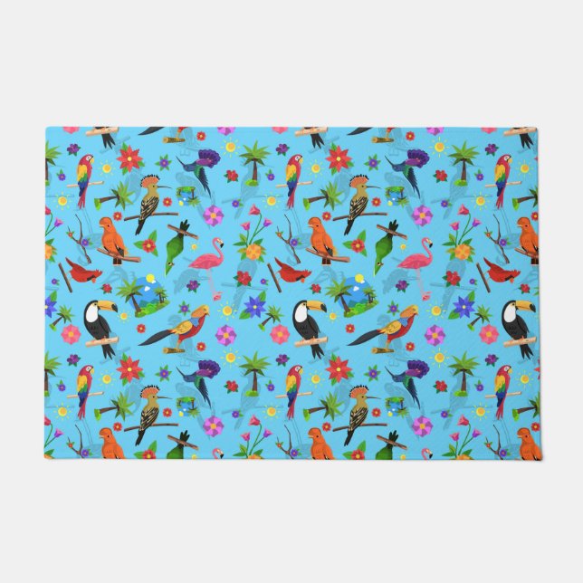 Toucan Flamingo And Arara Seamless Birds Pattern Doormat (Front)