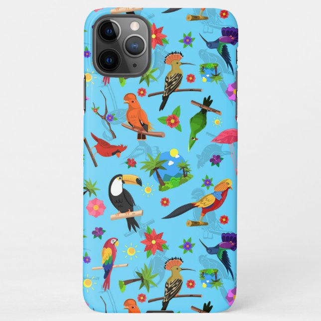 Toucan Flamingo And Arara Seamless Birds Pattern iPhone Case (Back)