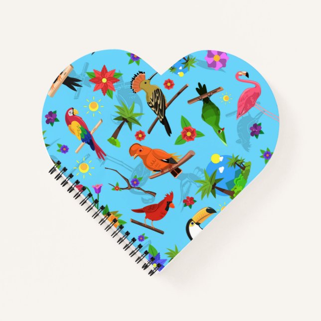 Toucan Flamingo And Arara Seamless Birds Pattern Notebook (Front)