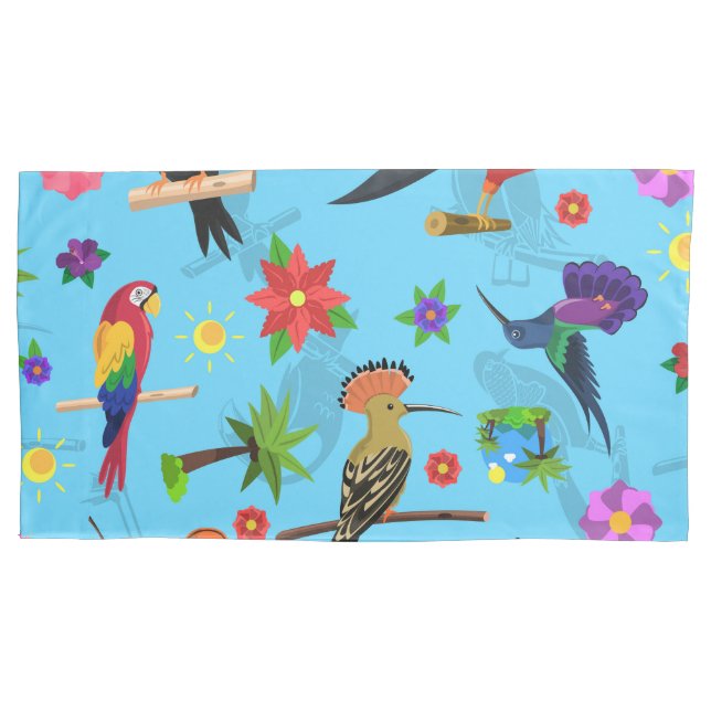 Toucan Flamingo And Arara Seamless Birds Pattern Pillowcase (Front-Left)