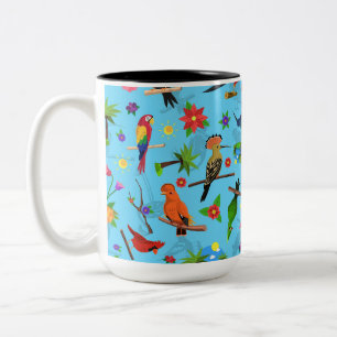 Toucan Flamingo And Arara Seamless Birds Pattern Two-Tone Coffee Mug