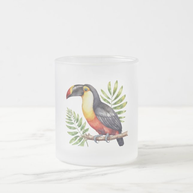 Toucan Frosted Glass Coffee Mug (Center)