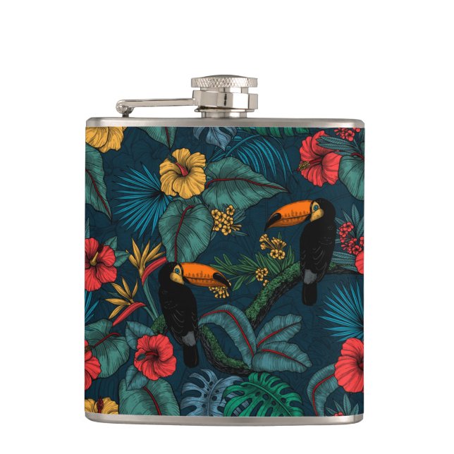 Toucan garden 2 hip flask (Front)