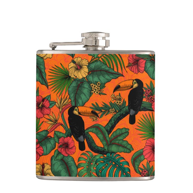 Toucan garden hip flask (Front)