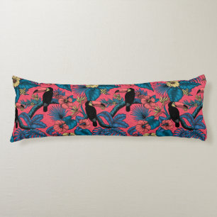 Toucan garden in red and blue body cushion