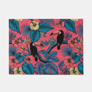 Toucan garden in red and blue doormat