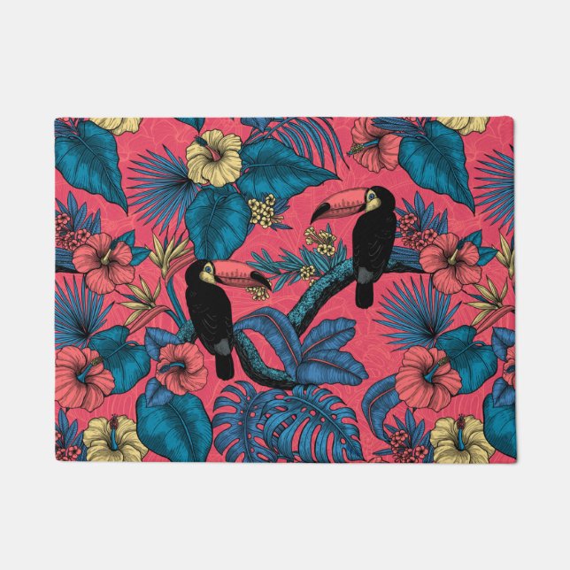 Toucan garden in red and blue doormat (Front)