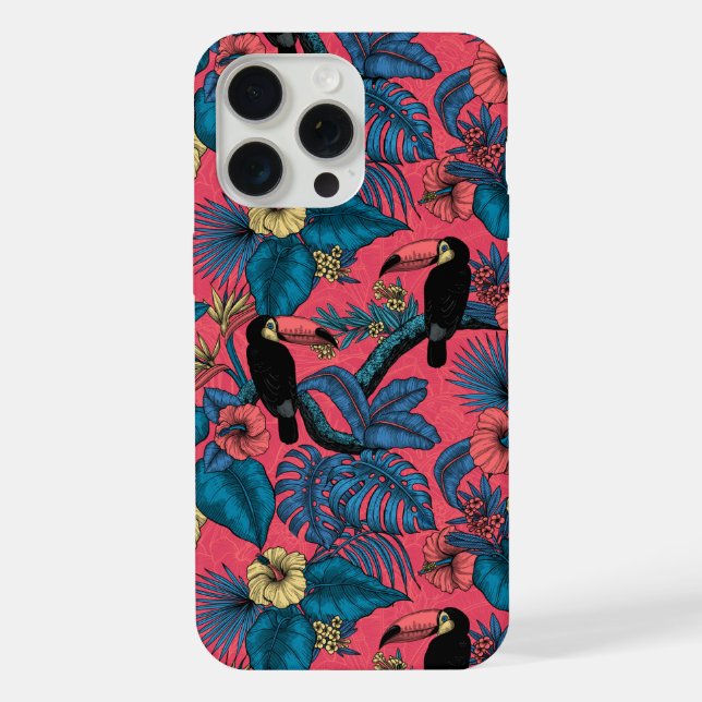 Toucan garden in red and blue iPhone case (Back)