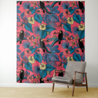 Toucan garden in red and blue