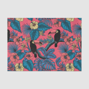 Toucan garden in red and blue tissue paper
