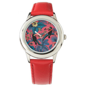 Toucan garden in red and blue watch