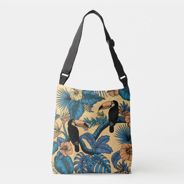 Toucan garden in yellow and blue crossbody bag (Front)