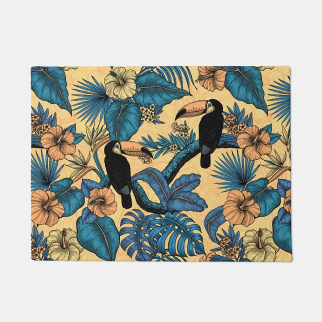Toucan garden in yellow and blue doormat (Front)