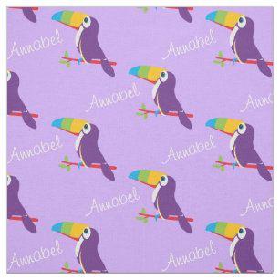 Toucan graphic bird art named purple fabric