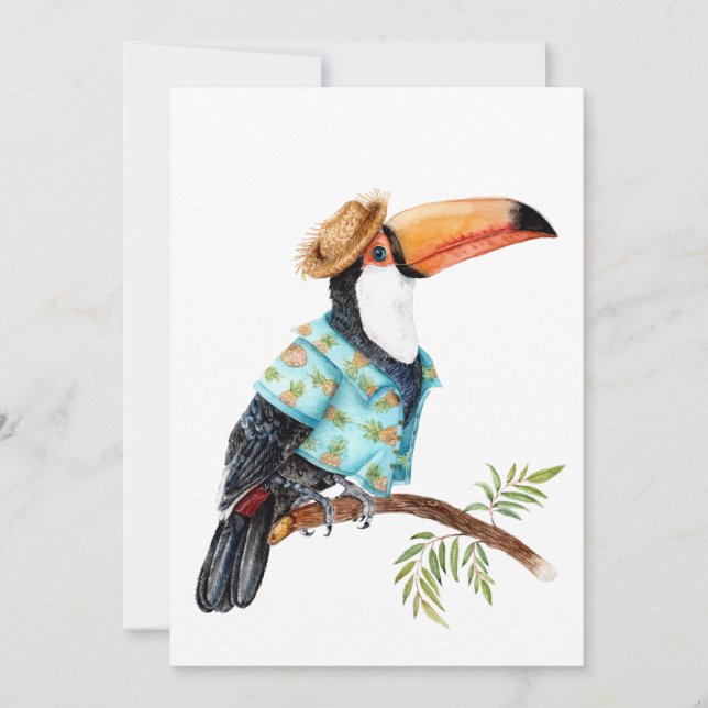 Toucan in Hawaiian shirt Thank You Card (Front)