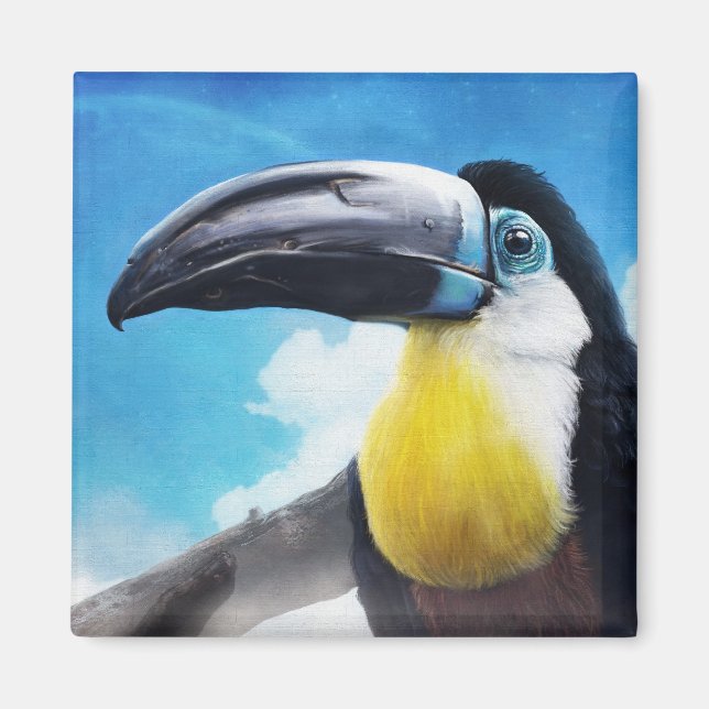 Toucan in Misty Air digital tropical bird painting Magnet (Front)