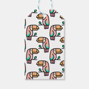 toucan jungle bird pastel rainbow cartoon pattern gift tags