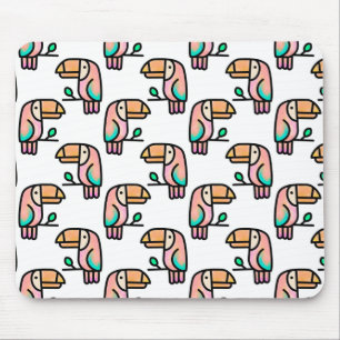 toucan jungle bird pastel rainbow cartoon pattern mouse mat