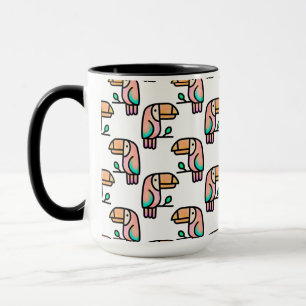 toucan jungle bird pastel rainbow cartoon pattern mug