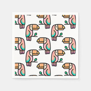 toucan jungle bird pastel rainbow cartoon pattern napkin