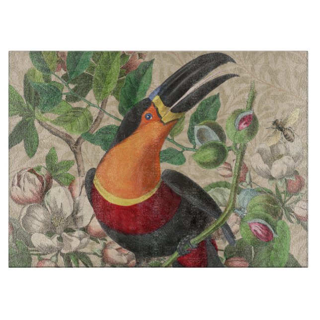 Toucan Jungle Tropical Bird Beautiful Antique Cutting Board (Front)