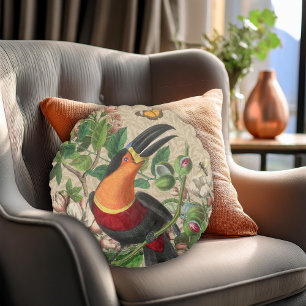 Toucan Jungle Tropical Bird Beautiful Antique Round Cushion
