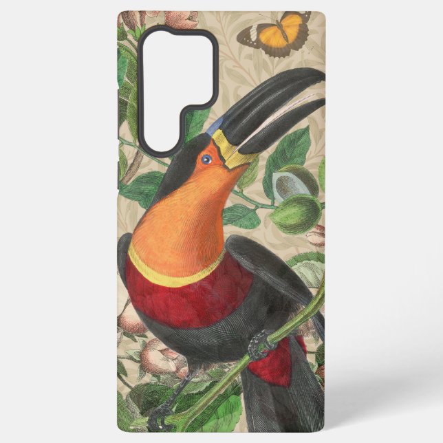 Toucan Jungle Tropical Bird Beautiful Antique Samsung Galaxy S22 Ultra Case (Back)