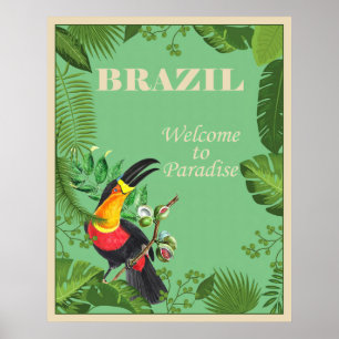 Toucan jungle wall art, Brazil travel poster