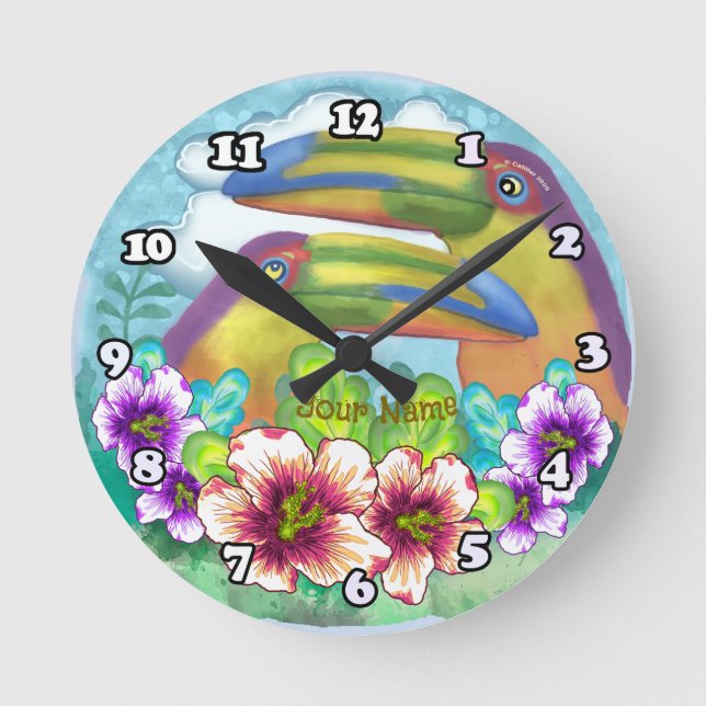 Toucan Lovers Round Clock (Front)