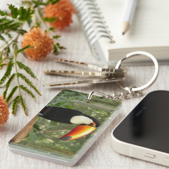 Toucan on tree branch key ring (Front Right)