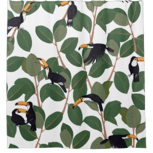 Toucan Parrot and Ficus: Vintage Elegance. Shower Curtain