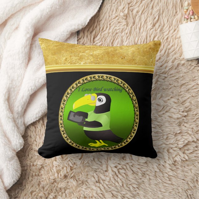Toucan parrots with computer and gold foil design cushion (Blanket)