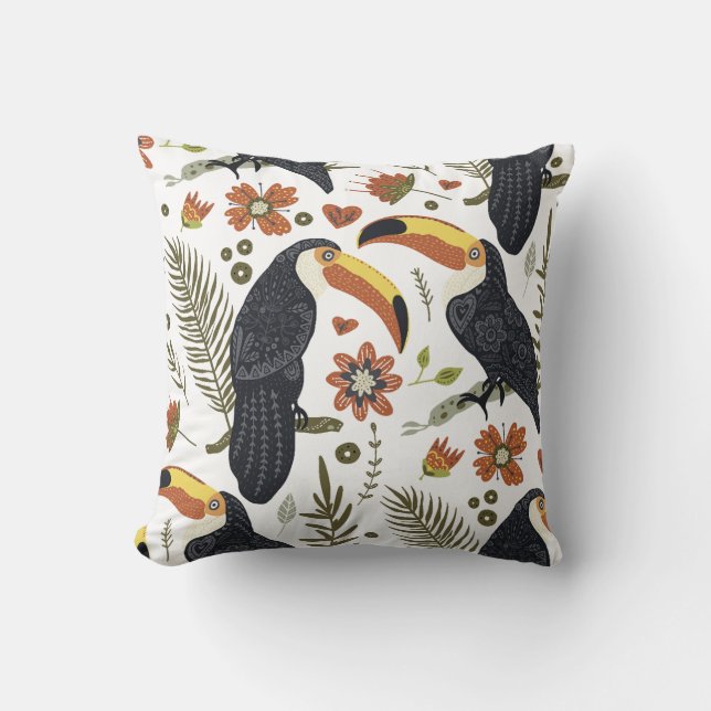 Toucan Party Throw Pillow (Front)