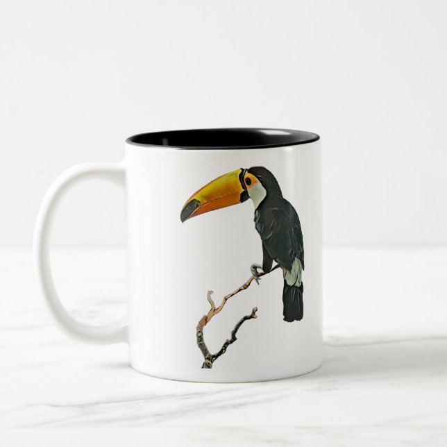 Toucan Portrait Animal Tropical Bird Design Two-Tone Coffee Mug (Left)