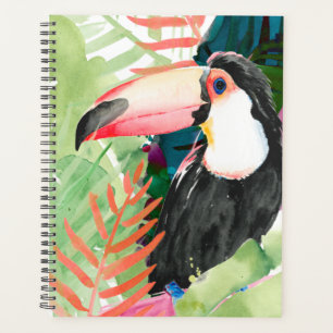 Toucan Portrait with Tropical Leaves Planner