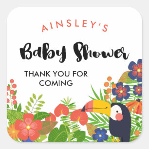 Toucan Tropical Baby Shower Thank You Square Sticker