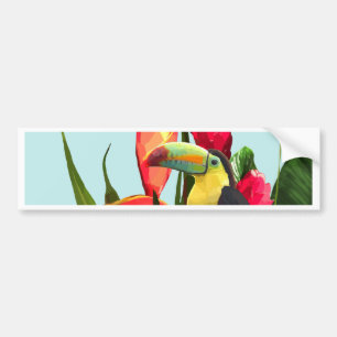 Toucan Tropical Banana Leaves Bouquet Bumper Sticker