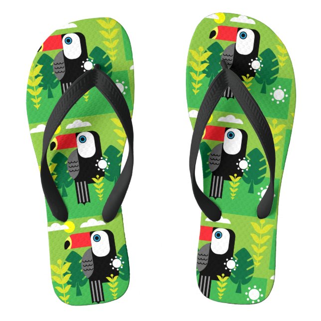 Toucan Tropical Bird Flip Flops (Footbed)