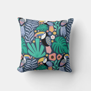 Toucan Tropical Bird Floral Print Pillow
