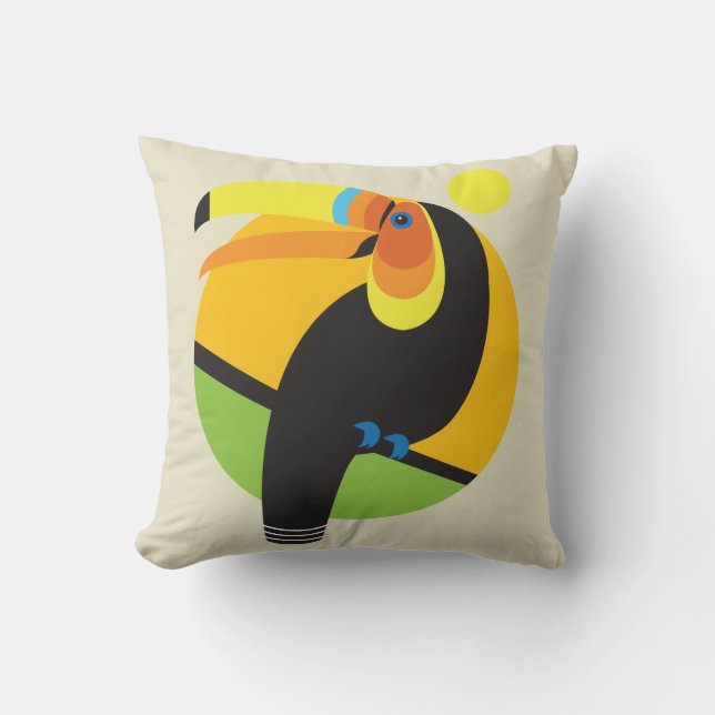Toucan Tropical Bird Jungle Themed Cushion (Front)