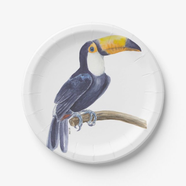 Toucan, tropical bird paper plate (Front)